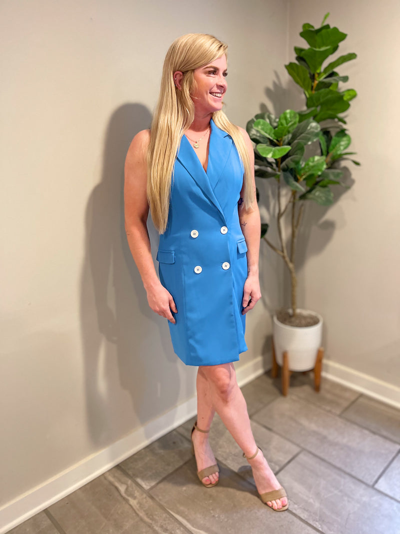 French Blue Blazer Dress