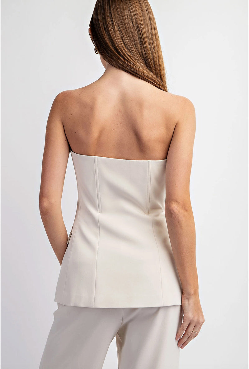 Cream Tailored Bustier Top