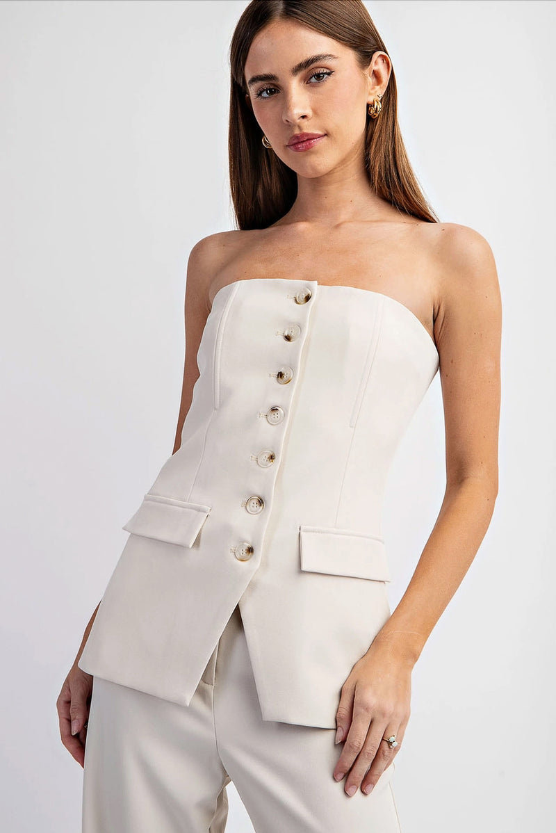 Cream Tailored Bustier Top